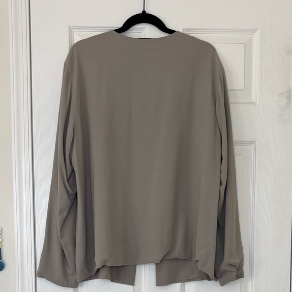 Eileen Fisher Silk Georgette Roundneck Jacket with Front Clasp - Picture 2 of 6